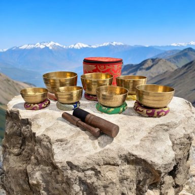 17 piece Tibetan singing bowl set