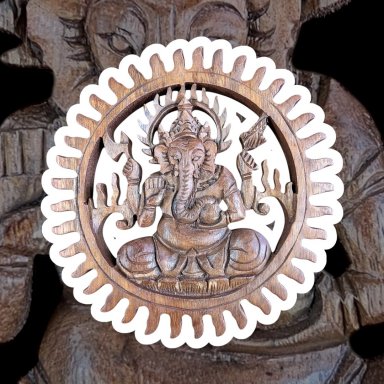 Houten Ganesha muurhanger