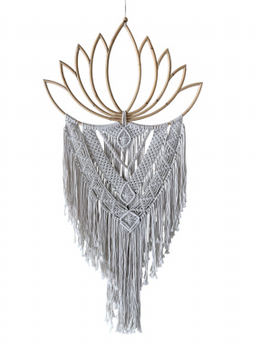 Grote lotus wandhanger met macramé – 60 cm