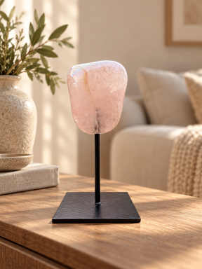Rozenkwarts aura op voet – ca. 9–10 cm