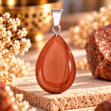 Druppelhanger Goudsteen bruin – 2,5 × 1,7 cm