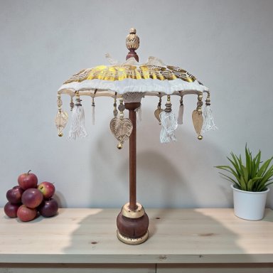 Parasol met Houten Voet – 70 cm Hoog, Ø40 cm - Wit