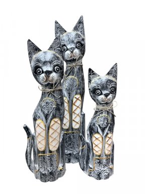 Houten Zittende Kat – 40cm