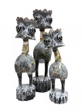 Staande Houten Kiki Vogel met Bewegend Hoofd – 30 cm