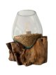 625 Handgeblazen Glas op Teak Root Hout
