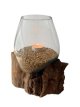625 Handgeblazen Glas op Teak Root Hout
