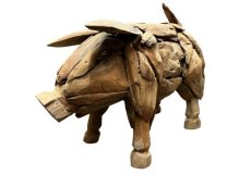 626 Teak Houten Varken (60 x 50 x 20 cm)