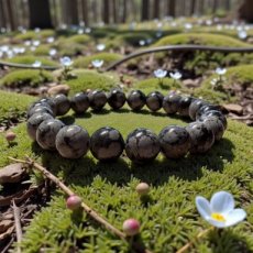 ARM-SNE Sneeuwvlok Obsidiaan - armband