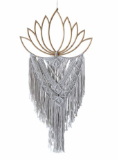 DRO03 Grote lotus wandhanger met macramé – 60 cm