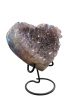 E555 Amethist Aura Hart op Metalen Voet – ca. 10 cm