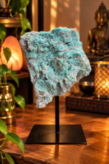 E847 Amazoniet op metalen voet – 17,5 cm