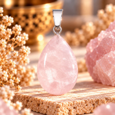 EDHA006 Druppelhanger Rozenkwarts – 2,5 × 1,7 cm