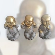 FON29 Set monnik horen, zien en zwijgen 21cm