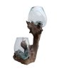 HAK04 Glas op teakwortel – 2 bowls ca. Ø15 cm