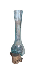 HAK15 Glazen vaas op teakwortel – 80 cm