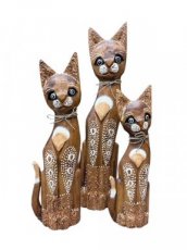 HTR07.BR Houten Zittende Kat – 40cm