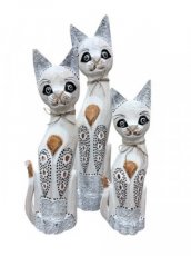 HTR08.W Houten Zittende Kat – 30cm