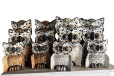 HTR10 Hibou Assis en Bois – 40 cm