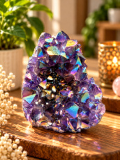 K076 Amethist aura cluster - 8 cm