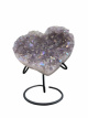 K401 Amethist aura hart op metalen voet – 11 cm