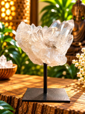 K633 Bergkristal op metalen voet – 11,5 cm