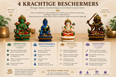 NEP02 Tibet set met Groene Tara, Medicijn Boeddha, Chenrezig en Manjushree