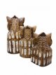 UIL-SET-BRUIN Houten Zittende Uil set van 3st.