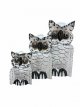 UIL-SET-WIT Set de 3 Hiboux Assis en Bois