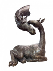 VPO08 Bronzen giraffe met jong – 98 cm