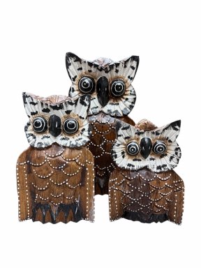 Wooden Sitting Owl Set of 3 pcs